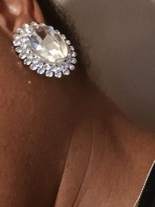 Extra large chunky rhinestone cluster Clip on Earrings Kargo Fresh