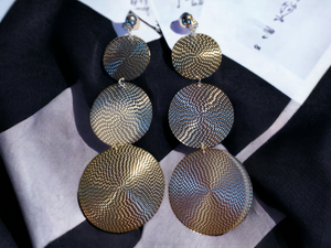 Extra large hammered disc clip on earrings Kargo Fresh