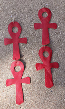 Load image into Gallery viewer, Extra large handmade Genuine Leather Ankh Earrings Kargo Fresh
