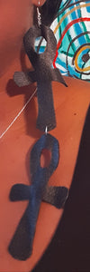 Extra large handmade Genuine Leather Ankh Earrings Kargo Fresh