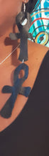 Load image into Gallery viewer, Extra large handmade Genuine Leather Ankh Earrings Kargo Fresh
