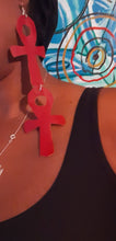 Load image into Gallery viewer, Extra large handmade Genuine Leather Ankh Earrings Kargo Fresh
