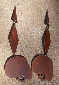 Extra large handmade wooden afrocentric earrings Kargo Fresh