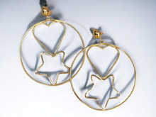 Load image into Gallery viewer, Extra large heart and star clip on hoop earrings Kargo Fresh
