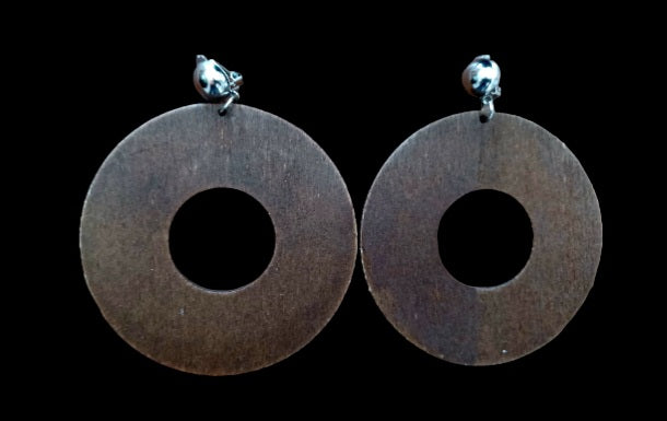 Extra large minimalist wood clip on hoops Kargo Fresh