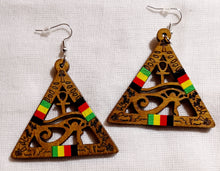 Load image into Gallery viewer, Eye of Horus Wooden Earrings Kargo Fresh
