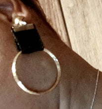 Load image into Gallery viewer, Fabric and Gold hoop design Clip On Earrings Kargo Fresh
