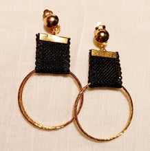 Load image into Gallery viewer, Fabric and Gold hoop design Clip On Earrings Kargo Fresh
