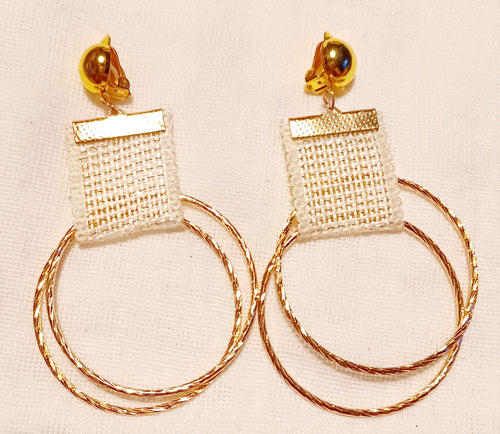 Fabric and Gold hoop design Clip On Earrings Kargo Fresh