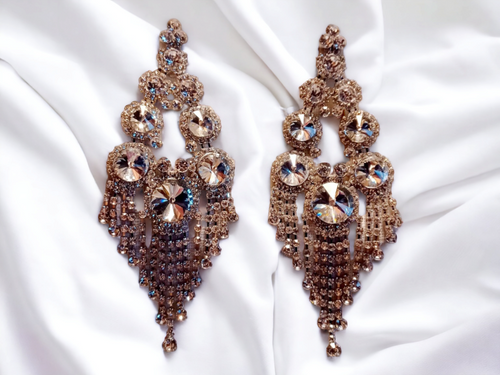 Fabulous large Crystal Chandelier Clip On Runway earrings Kargo Fresh