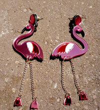 Load image into Gallery viewer, Fancy Flamingo Mirrored Acrylic Pop Art Earrings Kargo Fresh
