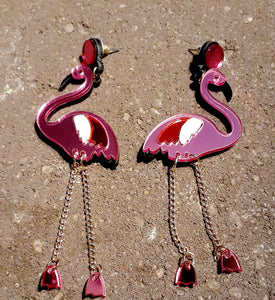 Fancy Flamingo Mirrored Acrylic Pop Art Earrings Kargo Fresh