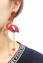 Load image into Gallery viewer, Fancy Flamingo Mirrored Acrylic Pop Art Earrings Kargo Fresh
