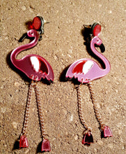 Load image into Gallery viewer, Fancy Flamingo Mirrored Acrylic Pop Art Earrings Kargo Fresh
