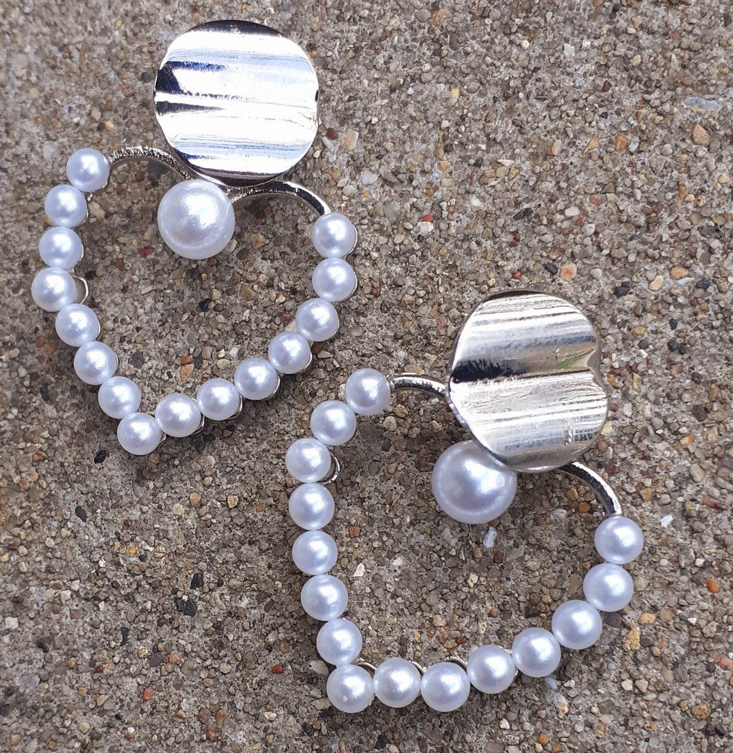 Faux Pearl Heart Hoop Earrings Kargo Fresh