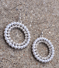 Load image into Gallery viewer, Faux Pearl and Rhinestone Hoop Earrings Kargo Fresh
