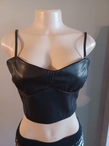 Faux leather crop top and mini skirt set new medium Kargo Fresh