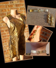 Load image into Gallery viewer, Faux leather handpainted skater dress with custom choker and earrings Kargo Fresh
