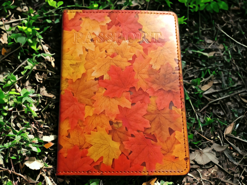 Faux leather leaf print passport cover Kargo Fresh