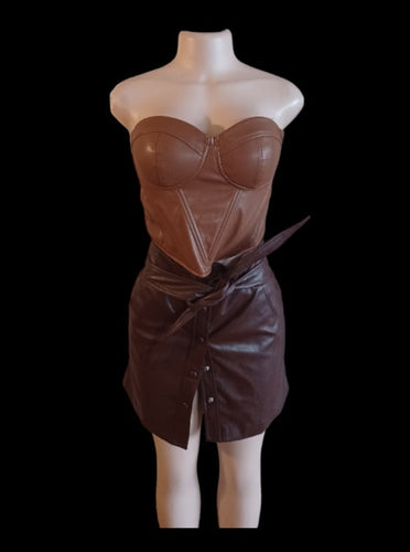 Faux leather mini skirt and corset top M Kargo Fresh