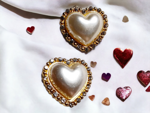 Faux pearl Heart Stud Clip On Earrings Kargo Fresh