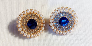Faux pearl and rhinestone medallion stud earrings Kargo Fresh