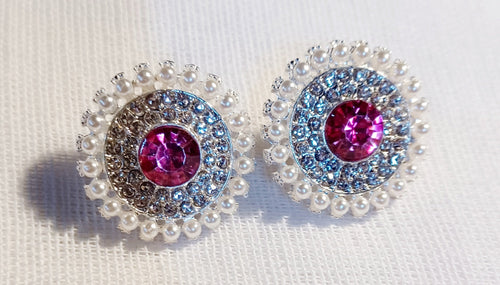 Faux pearl and rhinestone medallion stud earrings Kargo Fresh