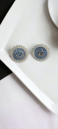 Faux pearl and rhinestone medallion stud earrings Kargo Fresh