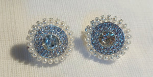 Faux pearl and rhinestone medallion stud earrings Kargo Fresh