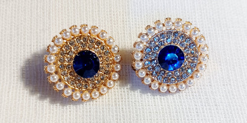 Faux pearl and rhinestone medallion stud earrings Kargo Fresh