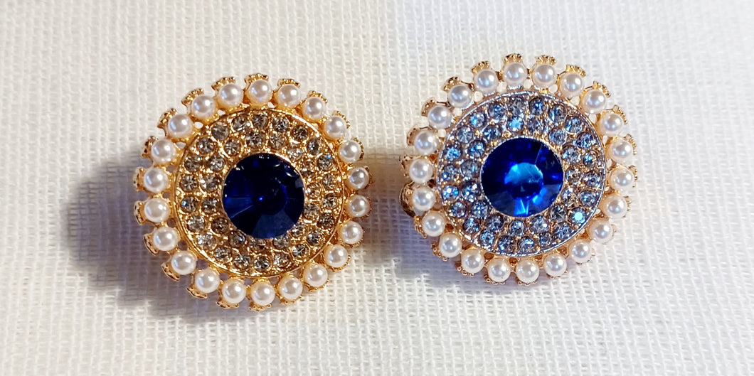 Faux pearl and rhinestone medallion stud earrings Kargo Fresh