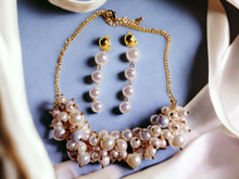 Load image into Gallery viewer, Faux pearl necklace and custom clip on earrings set new Kargo Fresh
