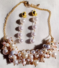 Load image into Gallery viewer, Faux pearl necklace and custom clip on earrings set new Kargo Fresh
