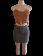 Load image into Gallery viewer, Faux suede crop top and mini skirt set new large Kargo Fresh
