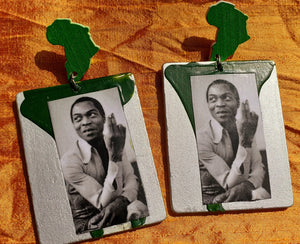 Fela Kuti Tribute Large Wooden Dangle Pop Art Earrings Kargo Fresh