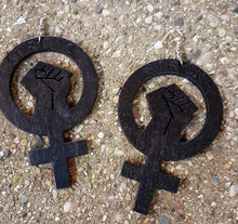Load image into Gallery viewer, Feminism Pride Wooden Earrings Kargo Fresh

