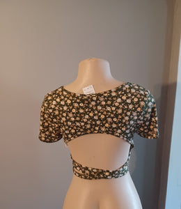 Floral wrap around crop top new L Kargo Fresh