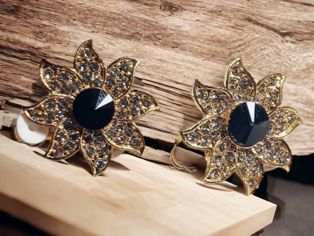 Flower Crystal Stud Clip On Earrings Kargo Fresh