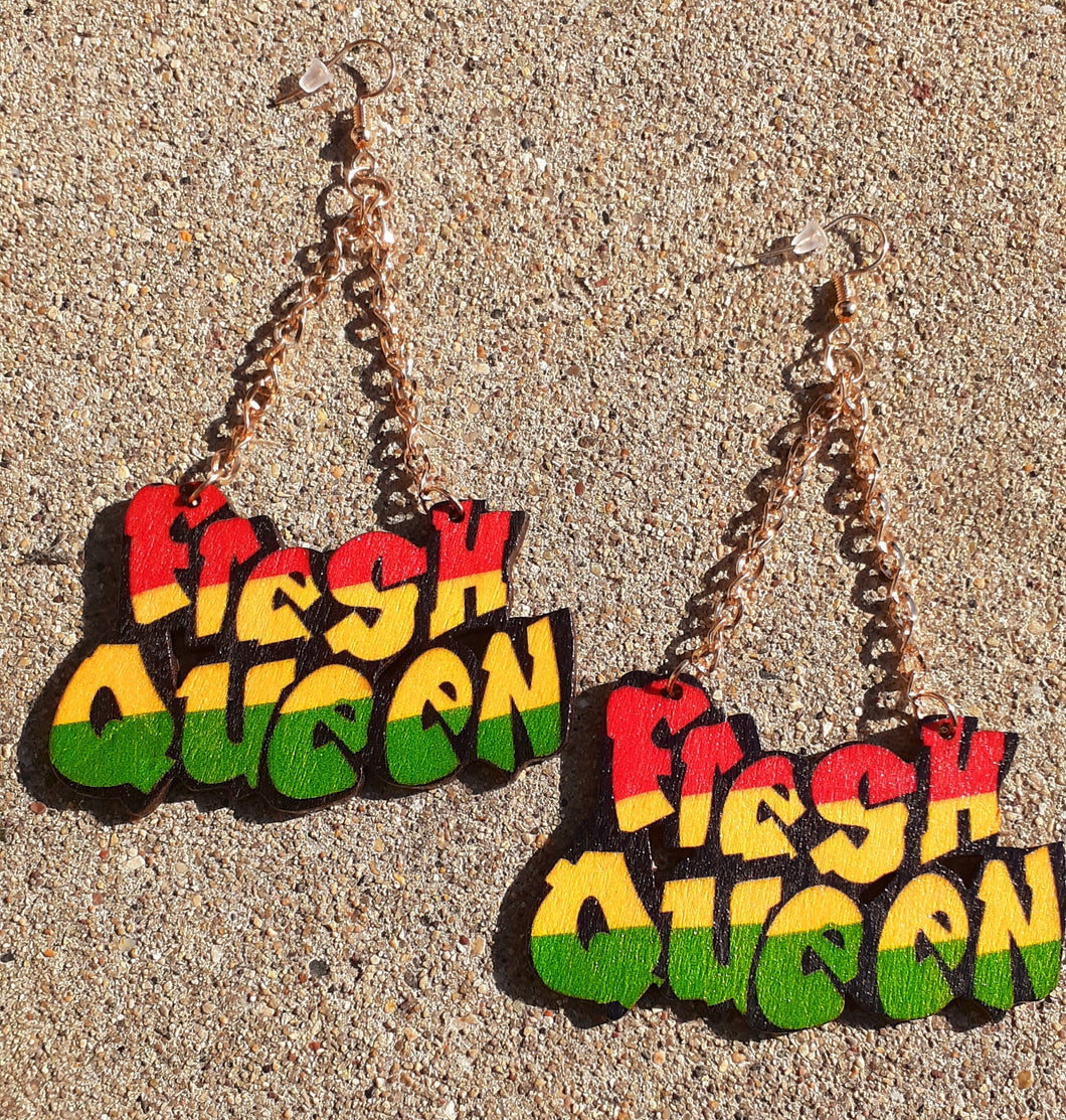 Fresh Queen Statement RBGY wooden Earrings Kargo Fresh