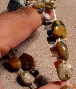 Genuine  Jasper Multi Semi Precious Bead Layering Bracelets Kargo Fresh