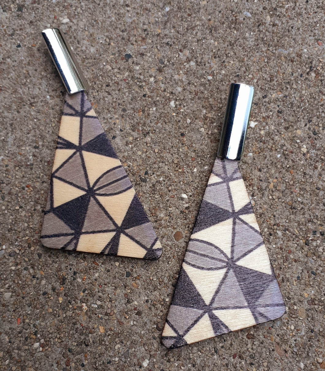 Geometric Abstract Design Earrings Wooden Kargo Fresh