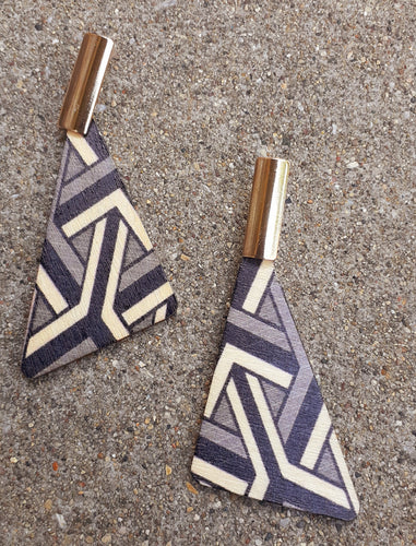 Geometric Abstract Design Earrings Wooden Kargo Fresh