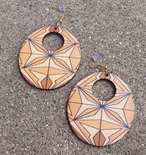 Geometric Abstract Design Earrings Wooden Kargo Fresh