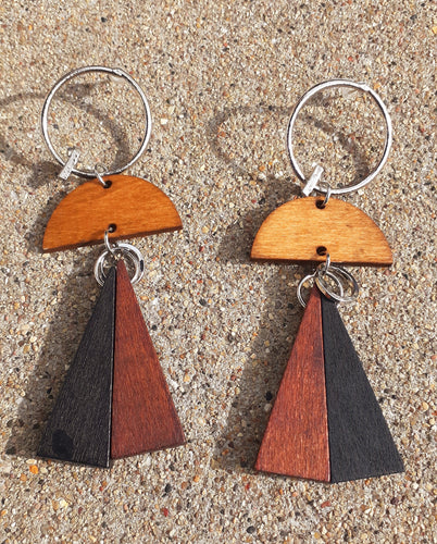 Geometric Design Earrings Wooden Kargo Fresh