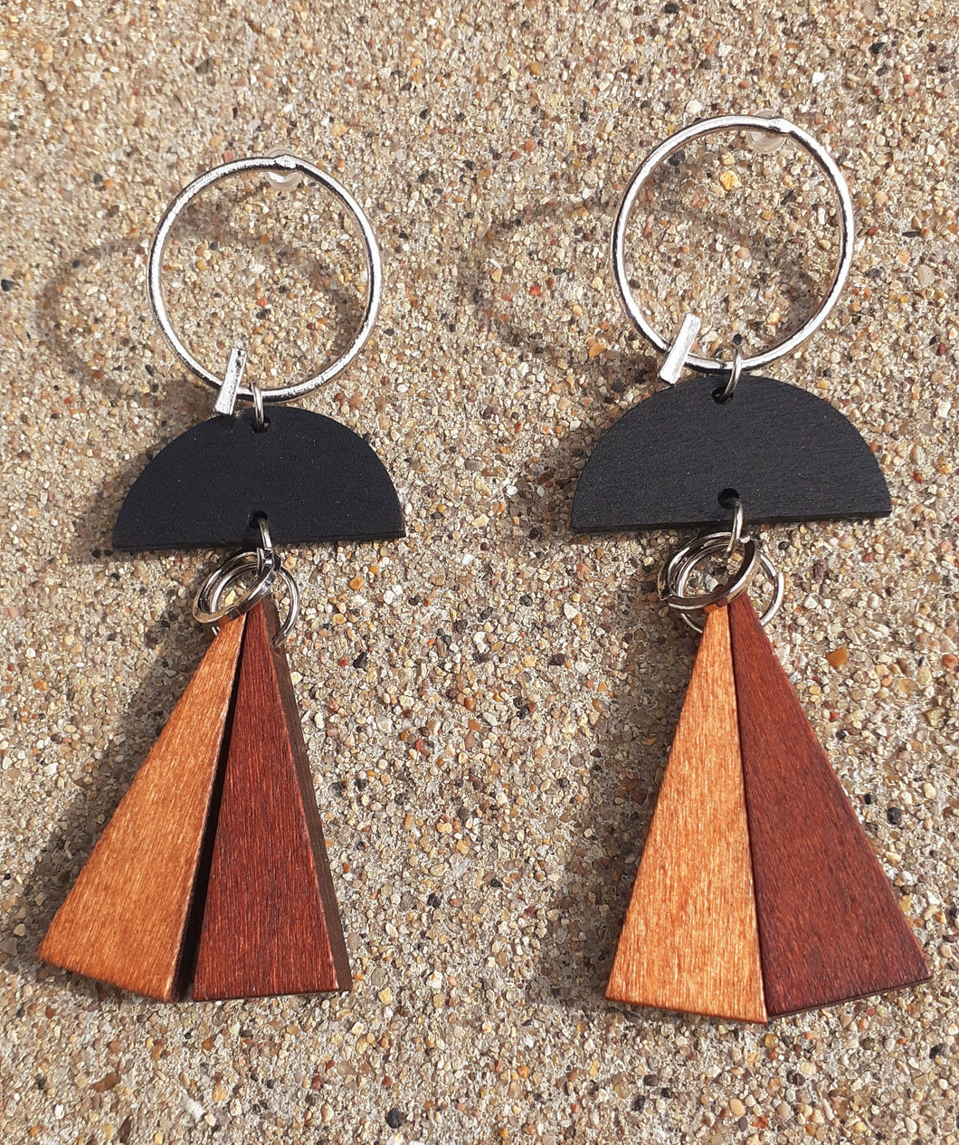 Geometric Design Earrings Wooden Kargo Fresh