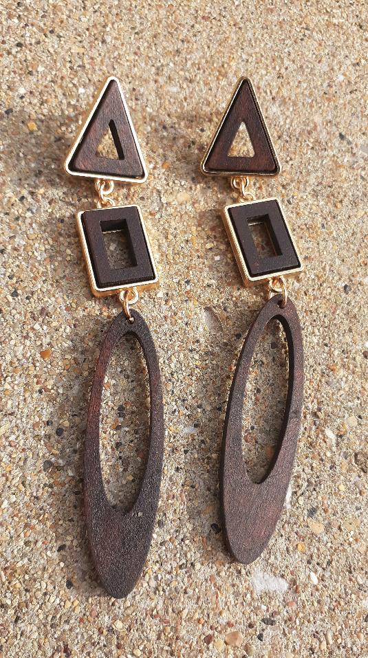 Geometric Design Earrings Wooden Kargo Fresh