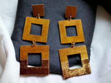 Load image into Gallery viewer, Geometric Wood Clip On Earrings Kargo Fresh
