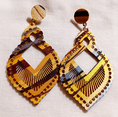 Geometric Wood Clip On Earrings Kargo Fresh