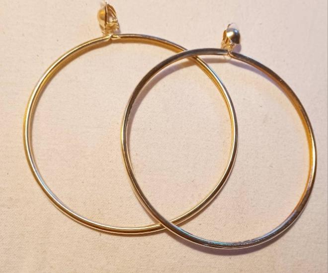Giant 5 inch Clip on Hoop Earrings gold Kargo Fresh