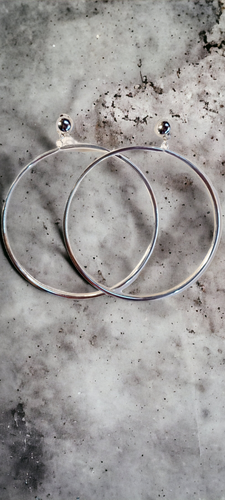 Giant 5 inch Clip on Hoop Earrings silver Kargo Fresh